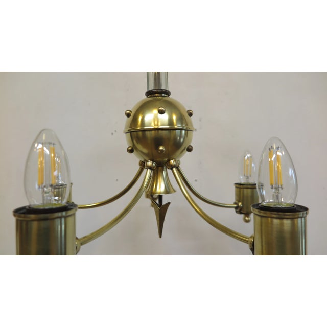 Mid-Century Modern 1940s Mid-Century Machine Age Brass Atomic Chandelier For Sale - Image 3 of 12