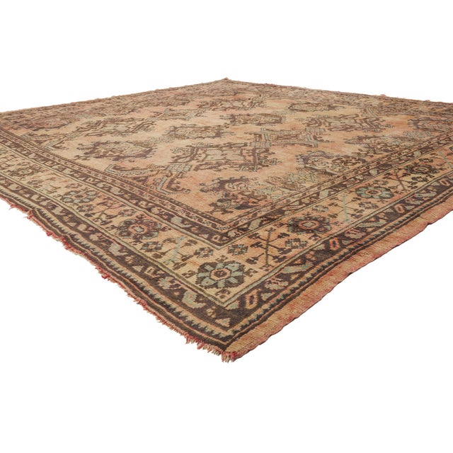79919 Antique Turkish Oushak Rug, 11'09 x 11'02. The Anatolian Cadence: An Antique Turkish Oushak Masterpiece of Timeless...