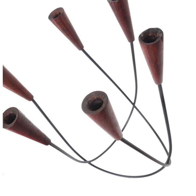 Sculptural Danish String Teak Candleholder For Sale - Image 4 of 9