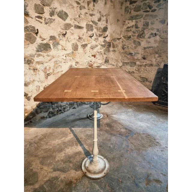 Vintage French Table with Oak Top & Cast Iron Legs For Sale - Image 15 of 16