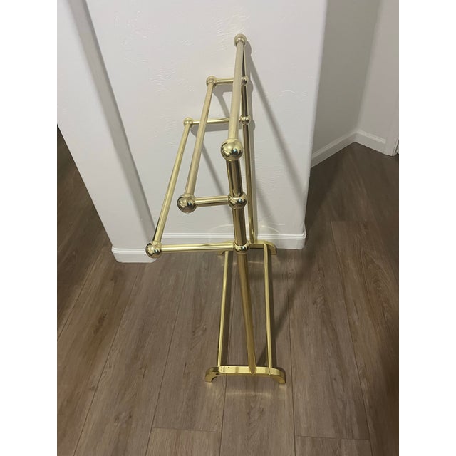 Brass Vintage Solid Brass Quilt/Towel Rack For Sale - Image 8 of 11