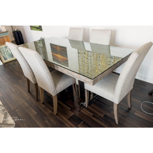 Bernhardt Henley Dining Table 84" + 6 Upholstered McCreary Chairs For Sale In New York - Image 6 of 7