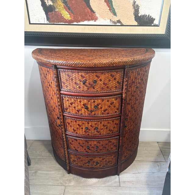 1980s Costal Rattan Demi-Lune Cabnit/Bar For Sale - Image 11 of 12