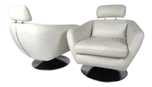 Modern Style Swivel Lounge Chairs - a Pair