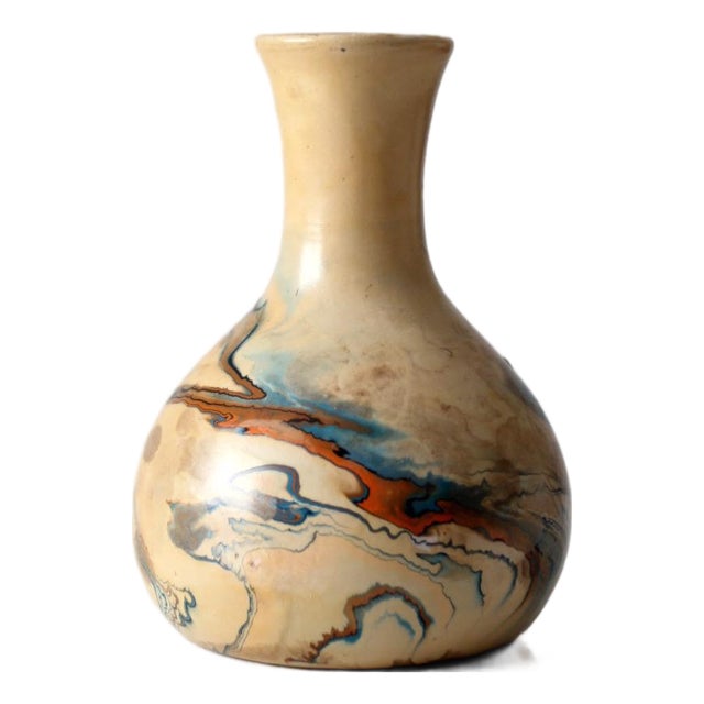 Vintage Nemadji Pottery Marbled Vase For Sale