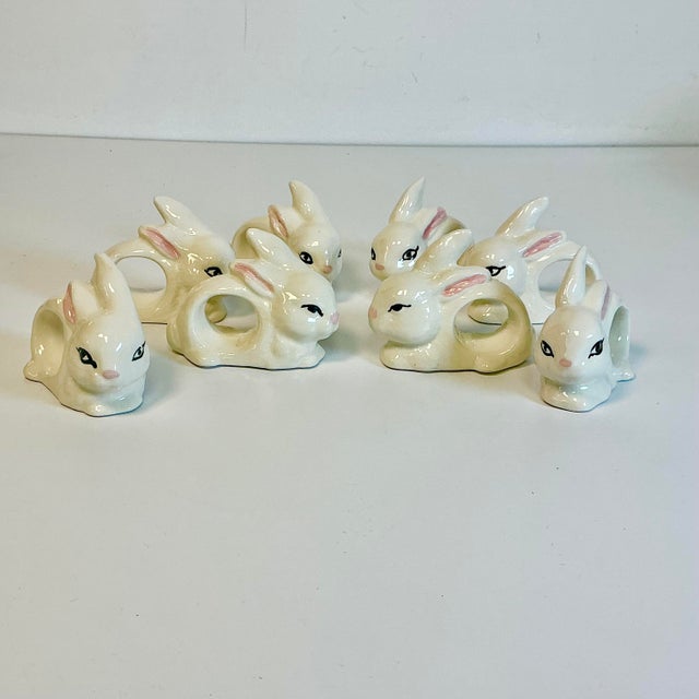 Mid 20th Century Vintage Trompe L’Oeil Hollywood Regency Boho Chic Bunny Napkin Rings - Set of 8 - Easter. For Sale - Image 5 of 18