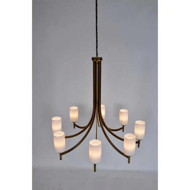 Large Mid-Century Italian Brass and Glass 8-Arm Chandelier, 1950s-1960s For Sale - Image 4 of 16