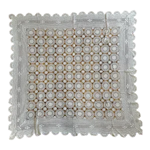 Vintage Handmade Crochet Coverlet Throw Blanket or Tablecloth Cottagecore Home Decor