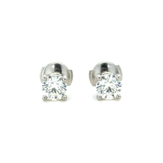 Tiffany and Co. Tiffany & Co. 1.42 Carat Round Brilliant Cut Diamond Stud Earrings, Pair For Sale - Image 4 of 8