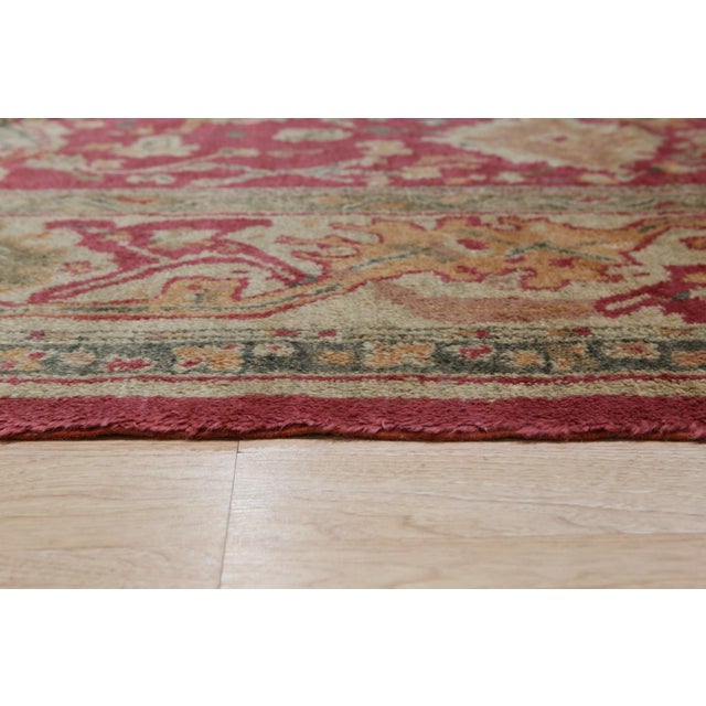 Opulent Mohair Oushak Red Hand-Knotted Rug Carpet With Allover Floral Design For Sale - Image 4 of 8
