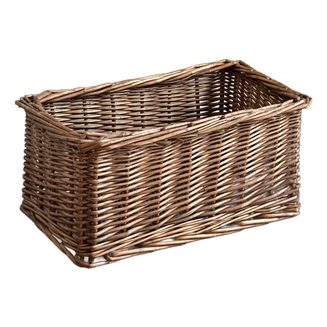 Vintage Rustic European-Style Rectangular Planter Basket For Sale