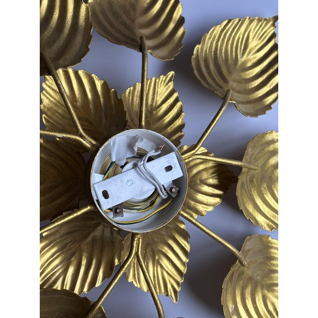 Large Gold Floral Wall Sconce, 1970s For Sale - Image 6 of 7