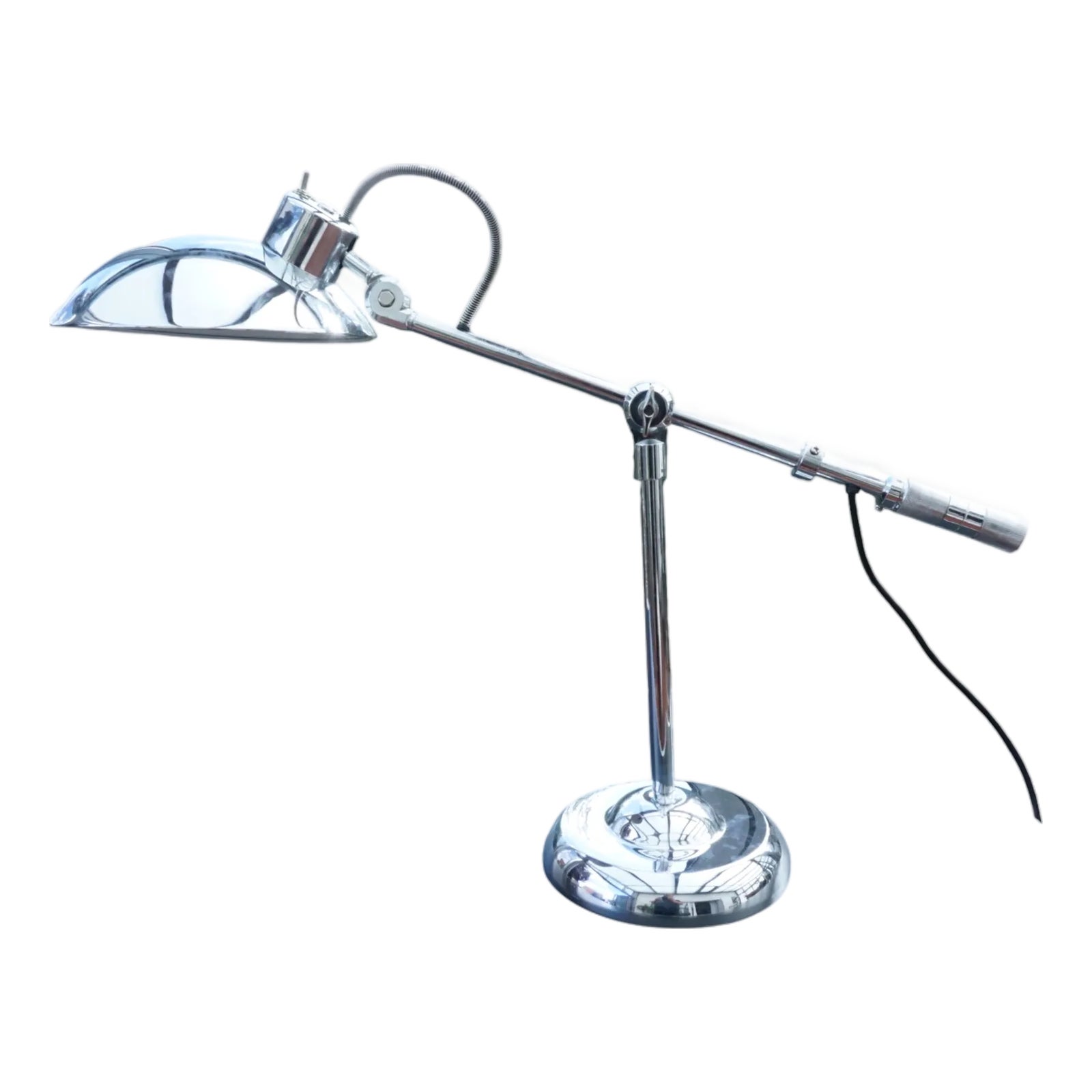 Mid-Century Modern Chrome Adjustable Desk Lamp by Yasuaki Sasamoto