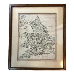 Antique Framed 1809 Map England & Wales Cadell Davies