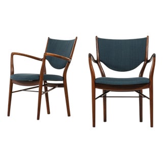 Armchairs in Rosewood and Fabric attributed to Finn Juhl, 1946, Set of 2 For Sale