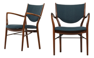 Armchairs in Rosewood and Fabric attributed to Finn Juhl, 1946, Set of 2