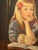 1960s Portrait Painting of Sweet Girl With Pup and Parrots For Sale In Miami - Image 6 of 10
