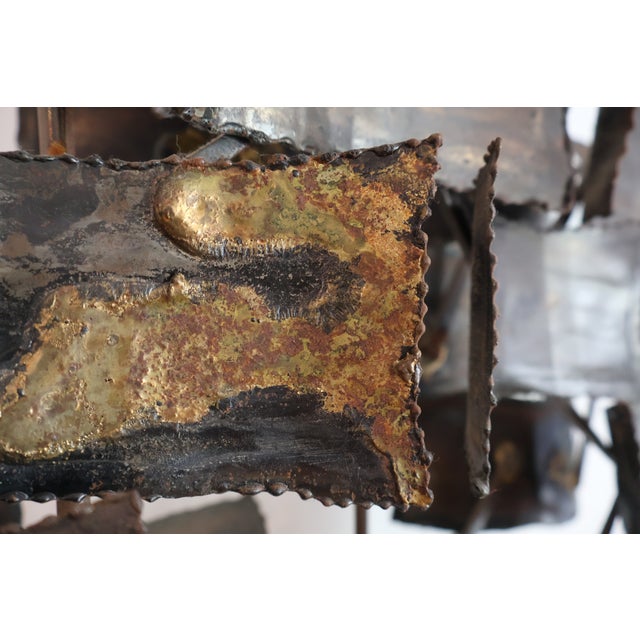 Brutalist Torch-Cut Brass Tabletop Sculpture on Plaster Base, Silas ...