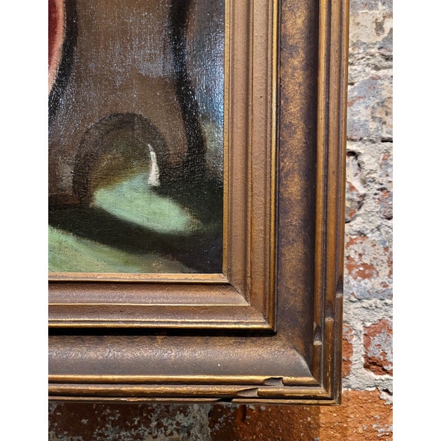 Girl Admiring Herself in the Mirror -C1880s Italian Romanticism Oil Painting For Sale In Los Angeles - Image 6 of 8