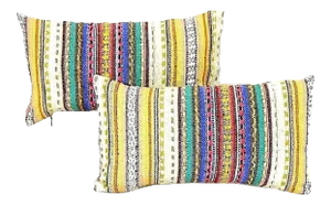 Handwoven Knitted Stripe Mini Lumbar Pillow- a Pair