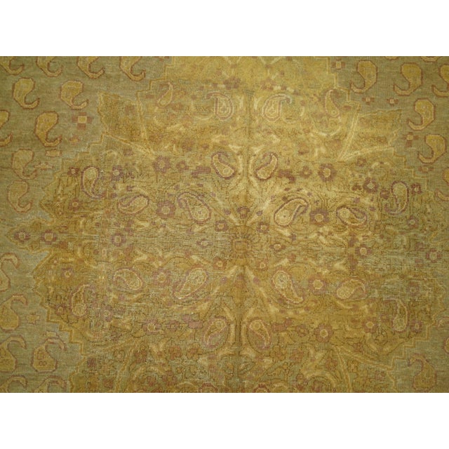 Slate Gold Antique Indian Agra Room Size Rug For Sale In New York - Image 6 of 6