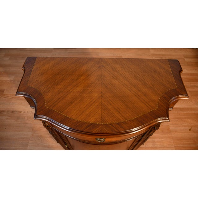 1920s Antique French Louis XV Walnut & Satinwood Inlay Cabinet Entry Hall Stand For Sale - Image 17 of 18