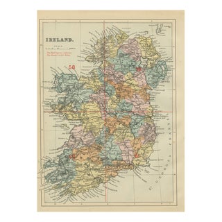 Antique Map of Ireland, 1885 For Sale
