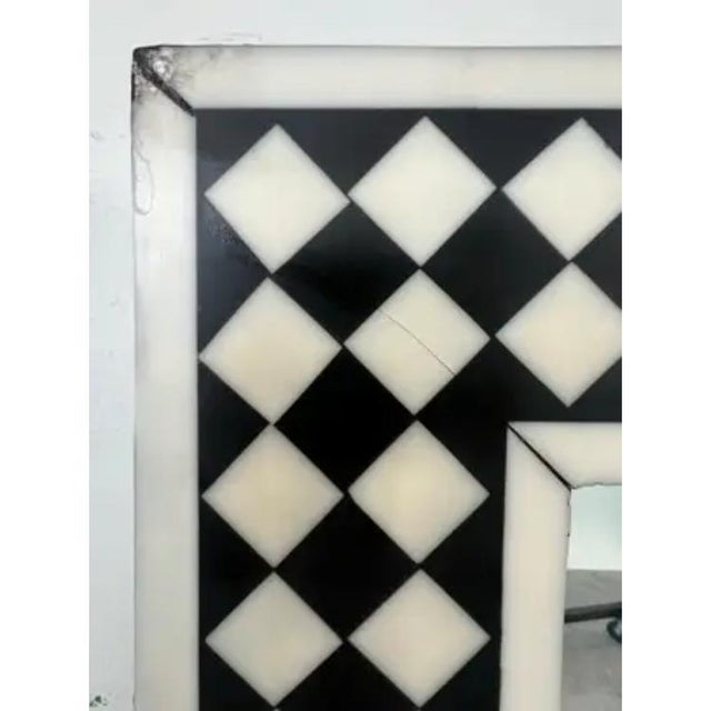 Gemstone Art Deco Style Black & White Resin Diamond Design Wall, Table or Mantel Mirror For Sale - Image 7 of 12