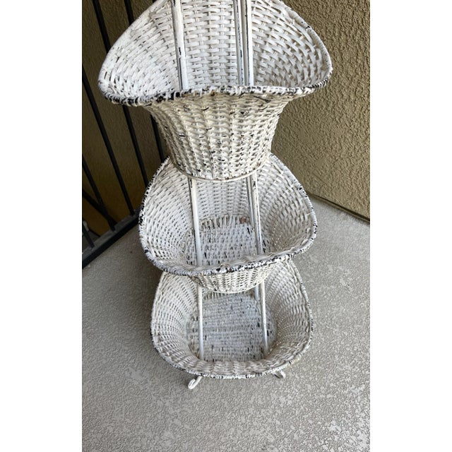 Swedish Antique Woven Metal Floral Basket Stand For Sale In Sacramento - Image 6 of 9