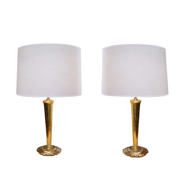 Gold Leaf Cannes Lamps by Bryan Cox - a Pair For Sale