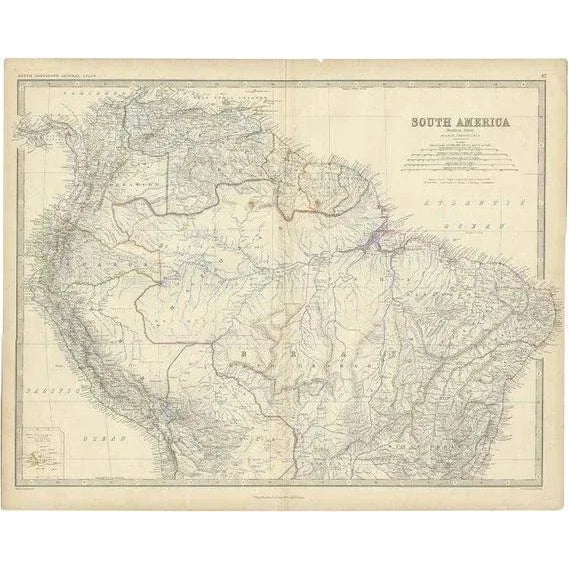 Mid 19th Century Antique Map of South America by Johnston, 1861 For Sale - Image 5 of 5
