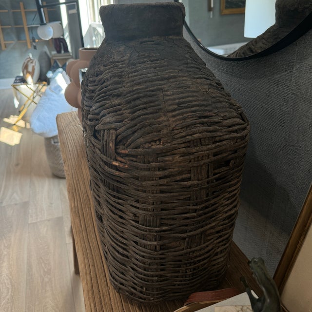 Chinese Late 19th Century Woven Willow Oil Container For Sale - Image 3 of 9