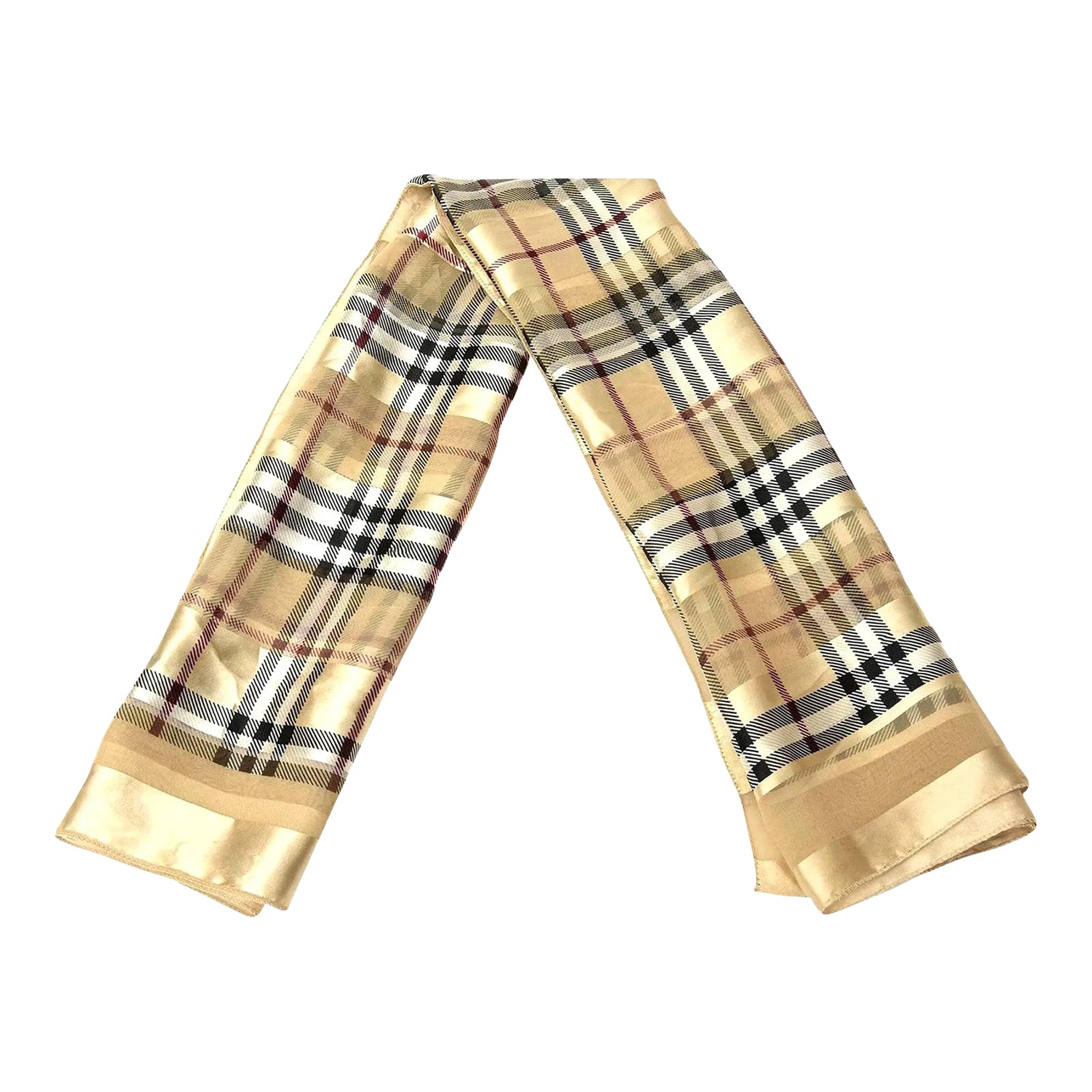 Vintage Burberry Silk Satin Scarf Chairish