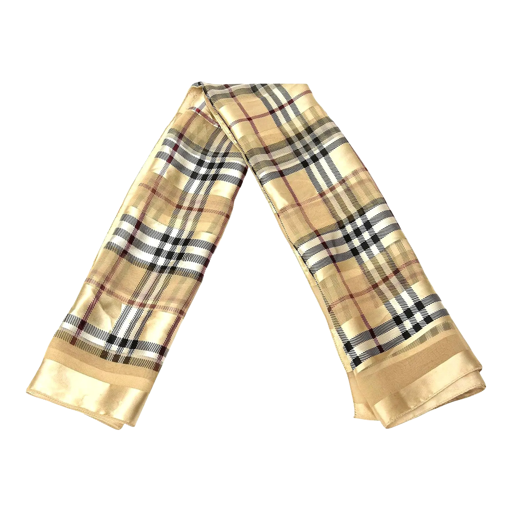 空丸様】BURBERRY/バーバリー/シャンパンゴールド/光沢Silk100% Vintage Burberry Silk Satin Scarf 1960's | Chairish
