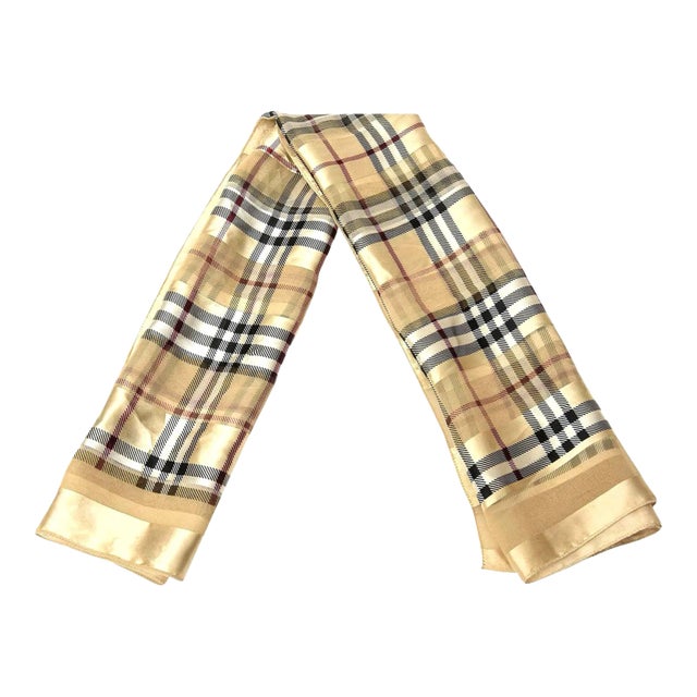 Vintage Burberry Silk Satin Scarf 1960's For Sale