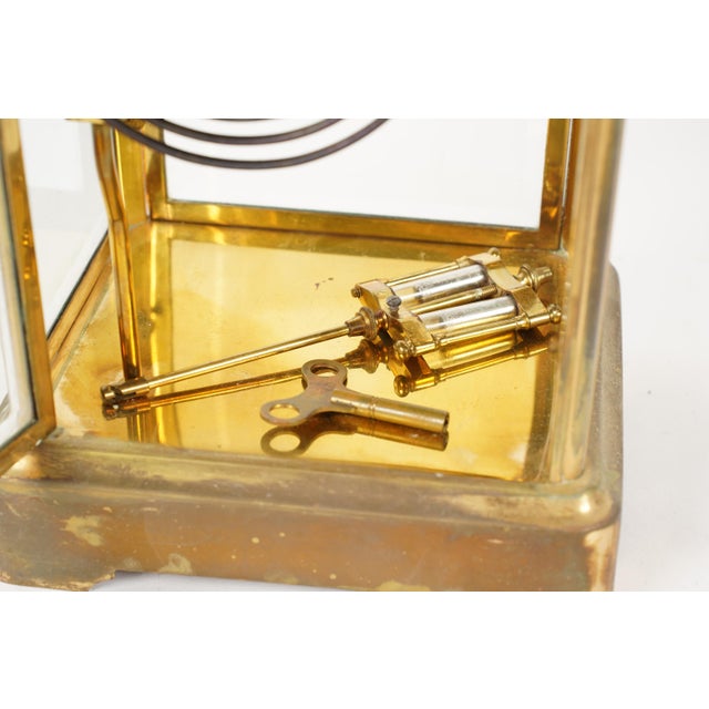 Glass Wm. L. Gilbert Crystal Regulator Carriage Clock, Antique Brass For Sale - Image 7 of 9