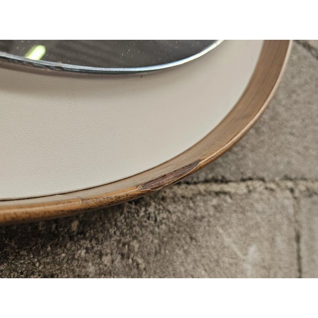 Brown Vintage Round Wall Mirror in PVC and Eco-Leather, 1970 For Sale - Image 8 of 11