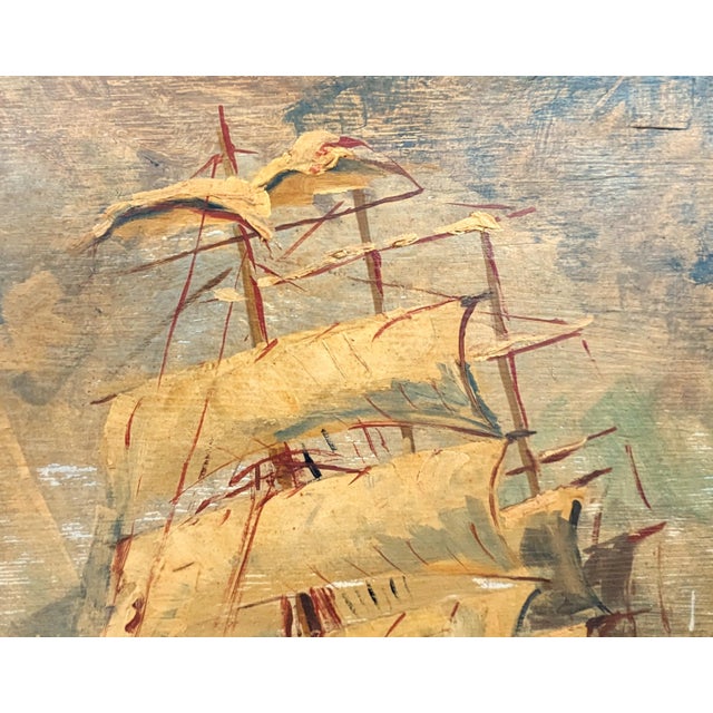 Niels Peter Bolt Early Naturalistic Nautical Painting of a Whaling Ship and Crew at Sea, 1945 For Sale - Image 10 of 11