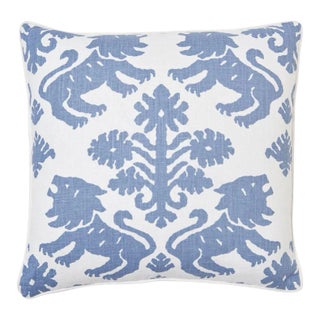 Schumacher Regalia 18" Pillow in Blue For Sale