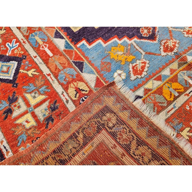 19th Century Anatolian Village Area Rug, Handwoven, Purple & Turquoise, 4' x 6' For Sale - Image 15 of 15