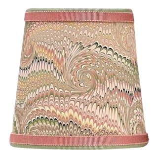 Mauve and Soft Green Marbled Paper Chandelier Shade - 3”x5.5” x5” For Sale