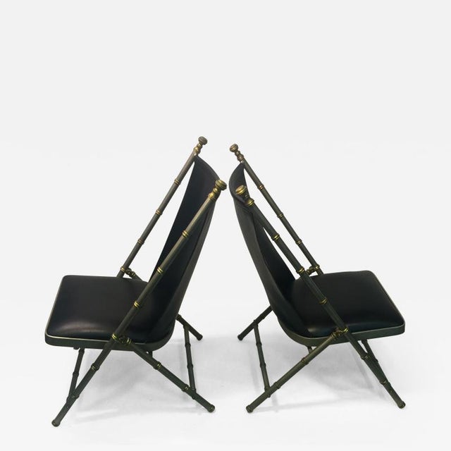 Maison Jansen Brushed Steel and Brass Bamboo Chairs - a Pair For Sale - Image 11 of 11