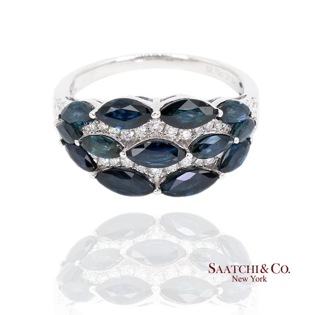 Sapphire and Diamond Ring Metal Type: 18K White Gold Total Item Weight: 4.6 Grams Ring Size: 6.5 (Resizable) Dimensions:...