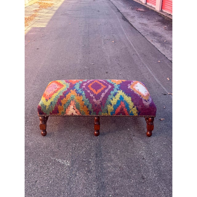 Mid 20th Century Kilim Ottoman For Sale - Image 11 of 17