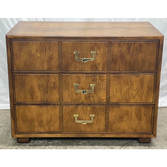 Vintage Henredon Artefacts Campaign Style Aged Oak Bachelor’s Chest of