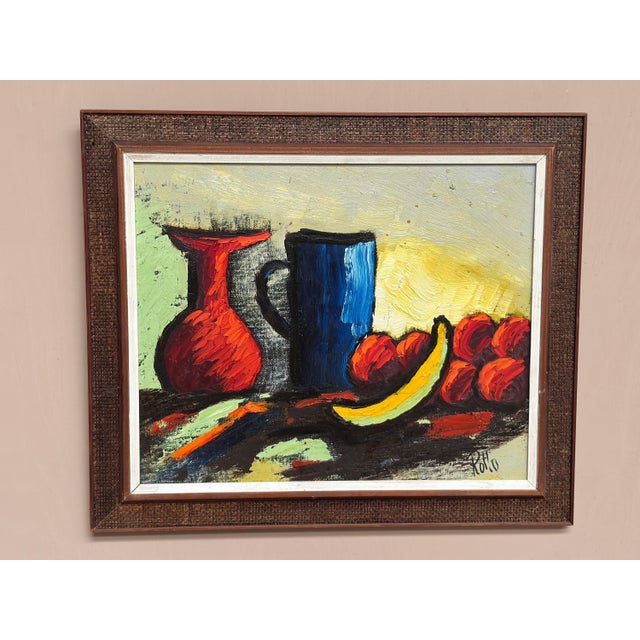 Rollo, Still Life with Fruits and Vase, 1950s, Oil on Canvas, Framed For Sale - Image 11 of 17