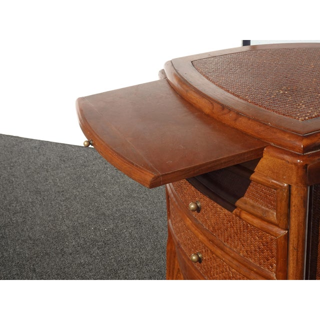 Vintage French Country Bamboo Rattan Side Table End Table W Drawers ~ Triangle For Sale In Los Angeles - Image 6 of 13