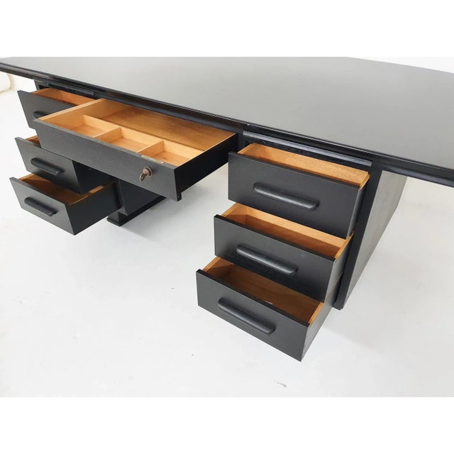 Large Black Wooden Executive Desk, 1960s For Sale - Image 14 of 17