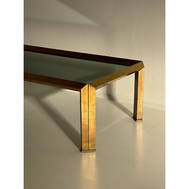 Gold Coffee Table in Crystal and Brass, 1970s For Sale - Image 8 of 11