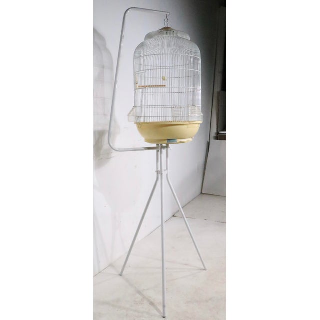 Metal Vintage Mid Century Birdcage and Stand Made in Italy by F O P C. 1970's For Sale - Image 7 of 17